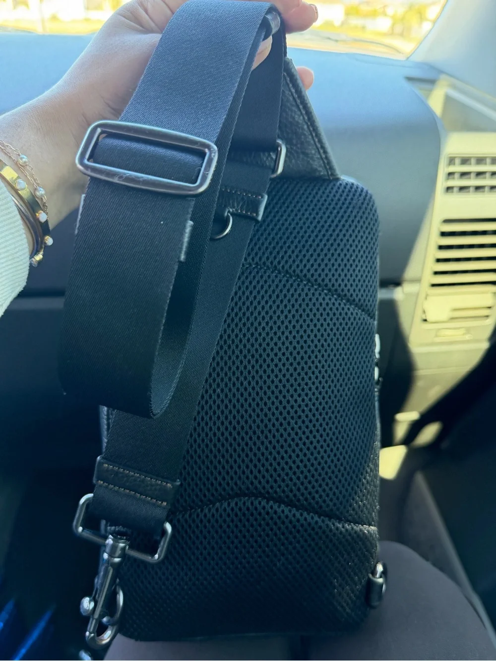 Coach Brown Signature Canvas Sling Belt Bag with Black Trim-Sullivan Pack - Picture 5 of 8